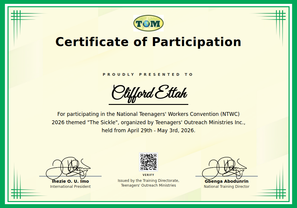 Sample certificate
